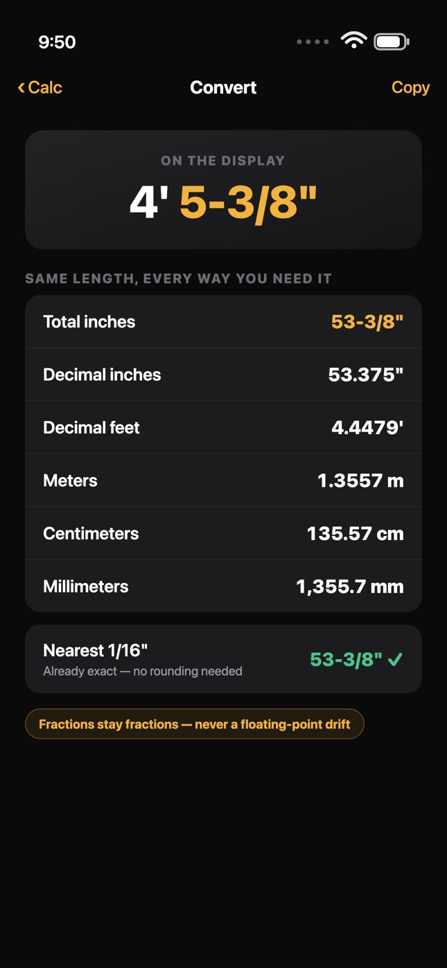 Unit conversions — exact fractions